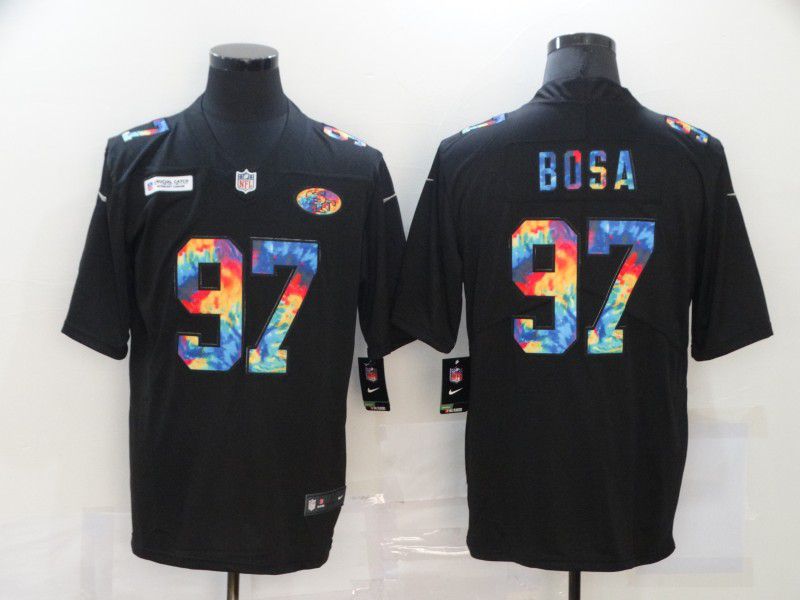 Men San Francisco 49ers 97 Bosa Rainbow Edition black 2020 Nike NFL Jerseys